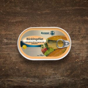 Dose Bücklingsfilet in pflanzlichem Öl und eigenem Saft von Schwaaner Fischwaren in der Frontansicht